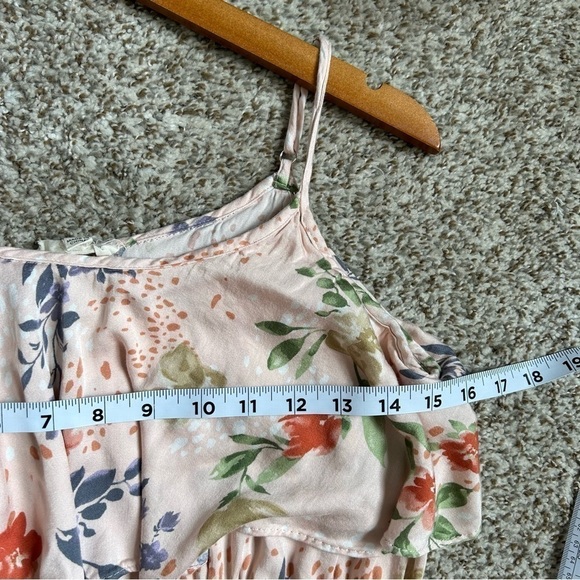 🦋 Promesa Pink Floral Maxi Dress Leg Slit Small Ruffle - Picture 6 of 7